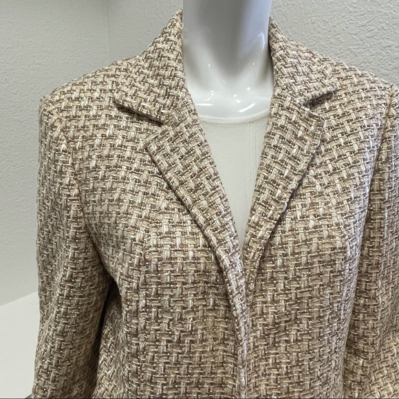 TALBOTS•CLASSY Heavy Weave Tweed Open Front Blazer Sz 14 - Picture 2 of 10